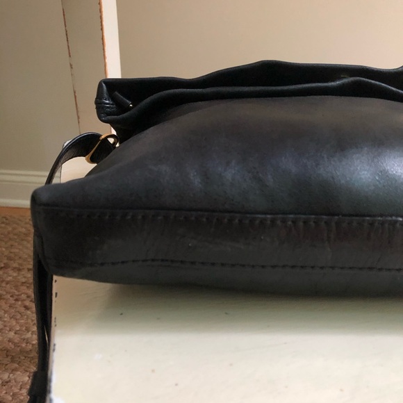 Tory Burch Dena Black Leather Fold Over Crossbody Bag - Picture 9 of 16